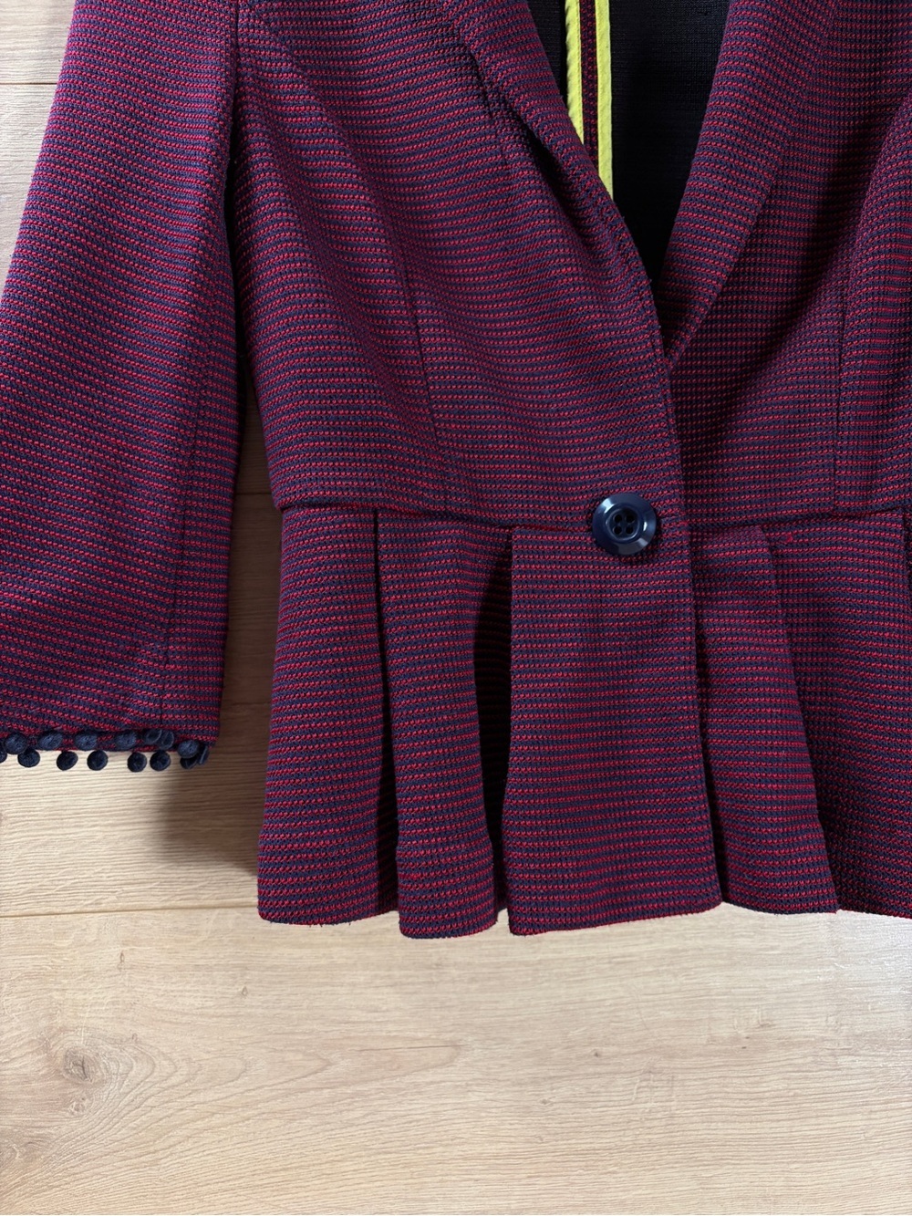 Tabitha Anthropologie Women's Maroon 3/4 Sleeve Peplum Blazer - Picture 5 of 8